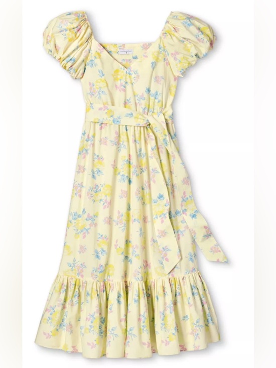 LoveShackFancy Dresses & Skirts - Love Shack Fancy x Target yellow floral puff sleeve maxi dress with belt sz 8